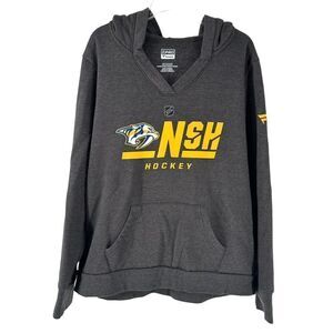 Nashville Predators Hoodie Womens XXL Gray V Neck NHL Fanatics Authentic Pro Top
